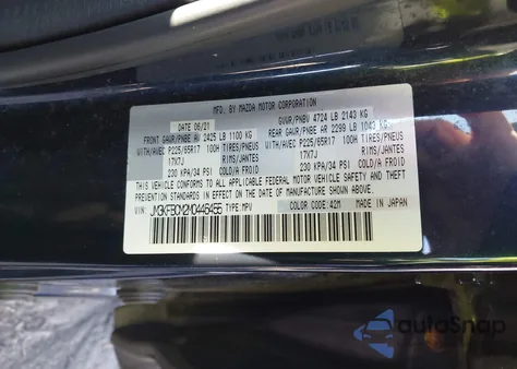 2021 Mazda Cx-5 Touring из США, поврежденный, VIN JM3KFBCM2M0446455